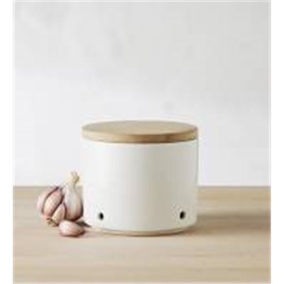 White Basics Garlic Pot 10cm Gift Boxed