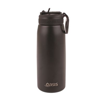 S/S Double Wall Insulated 780Ml Sports Bottle W/Sipper Straw Black