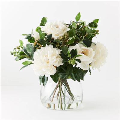 Peony Mix in Vase 46cm White