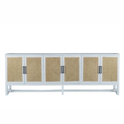 Britannia Rattan Sideboard 6 Door White
