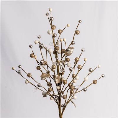 Silver & White Pearl Bauble Spray 70cm