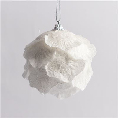 Wave Bauble 10cm White Set of 2
