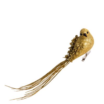 Glitter Bird 25cm Gold