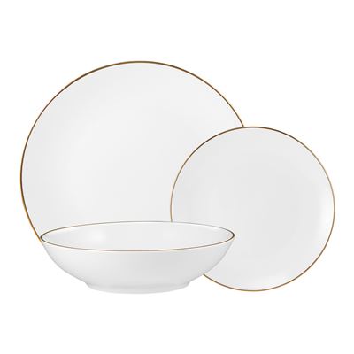 White Gold Coupe Dinner Set 12pc Gold