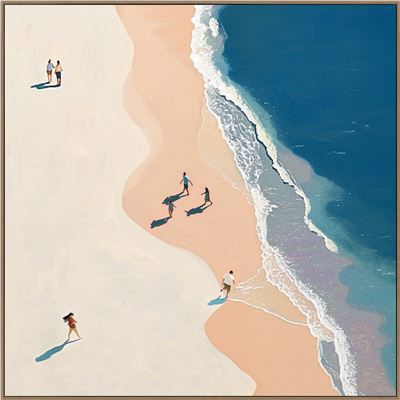 Shoreline A – Framed Canvas 100x100cm Natural