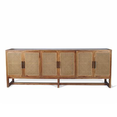 Britannia Rattan Sideboard 6 Door Antique Brown