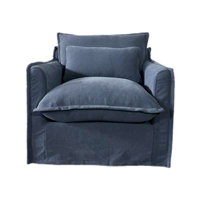 Camille Slipcover Armchair Navy