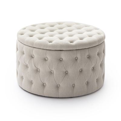 Eve Tufted Round Storage Box Natural