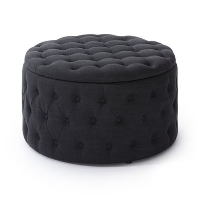 Eve Tufted Round Storage Box Black