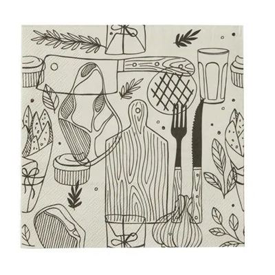 Barbeque Napkin 20pk White/Black