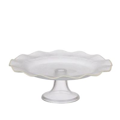 Raquel Glass Footed Plate 32x12cm Clear/Ivory
