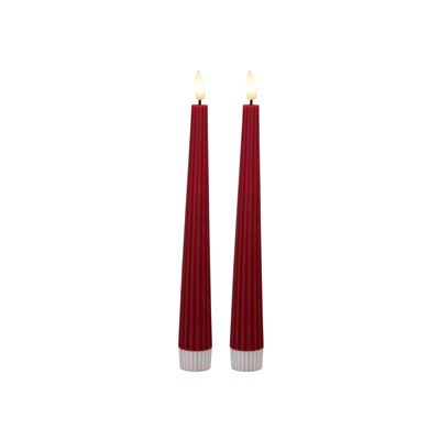 Let’s Get Lit Linea LED Taper Wax Candle 22cm Set of 2 Cherry