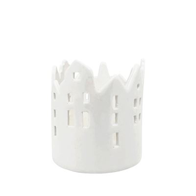 Ceramic House Round Votive White Small
