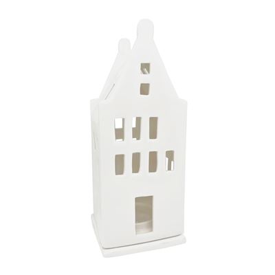 Ceramic House Candleholder White Large