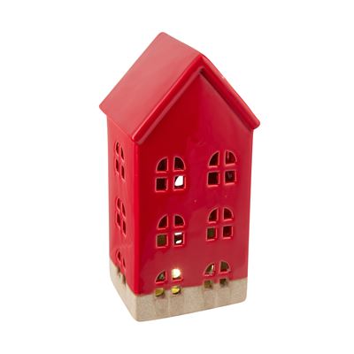 Domo Ceramic LED House Red/Natural Large