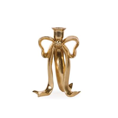 Gilded Bow Candle Holder 23cm Gold