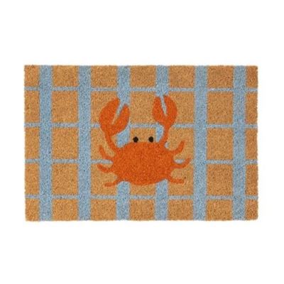 Crab PVC Back Coir Door Mat 40x60cm Blue/Orange