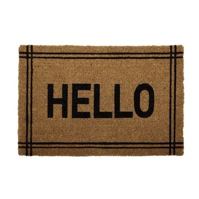Hello Border Coir Door Mat 60x90cm Natural