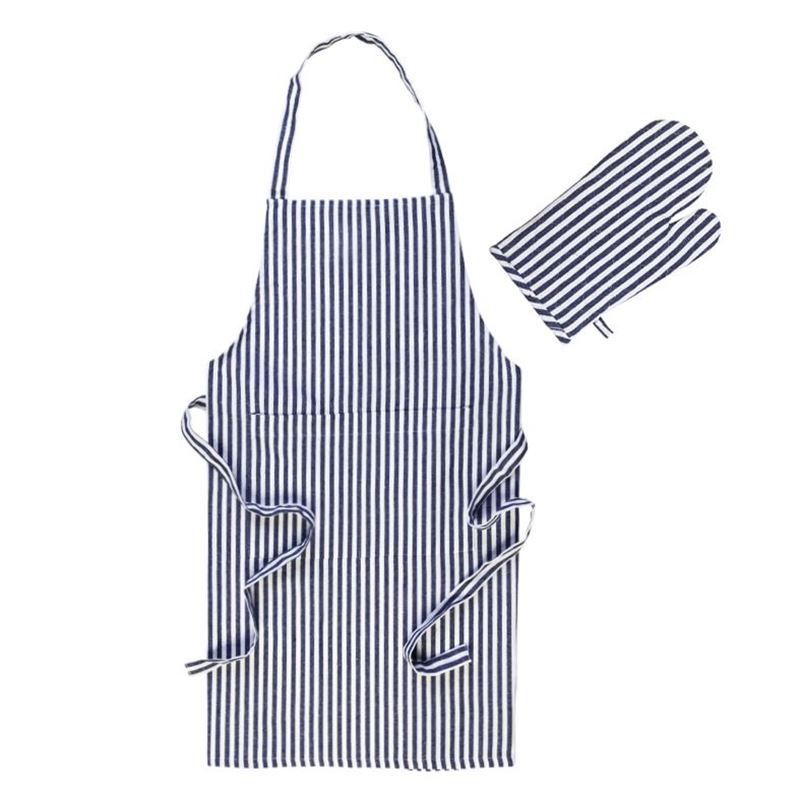 Maison Apron/Oven Glove Set Navy Stripe Bundle
