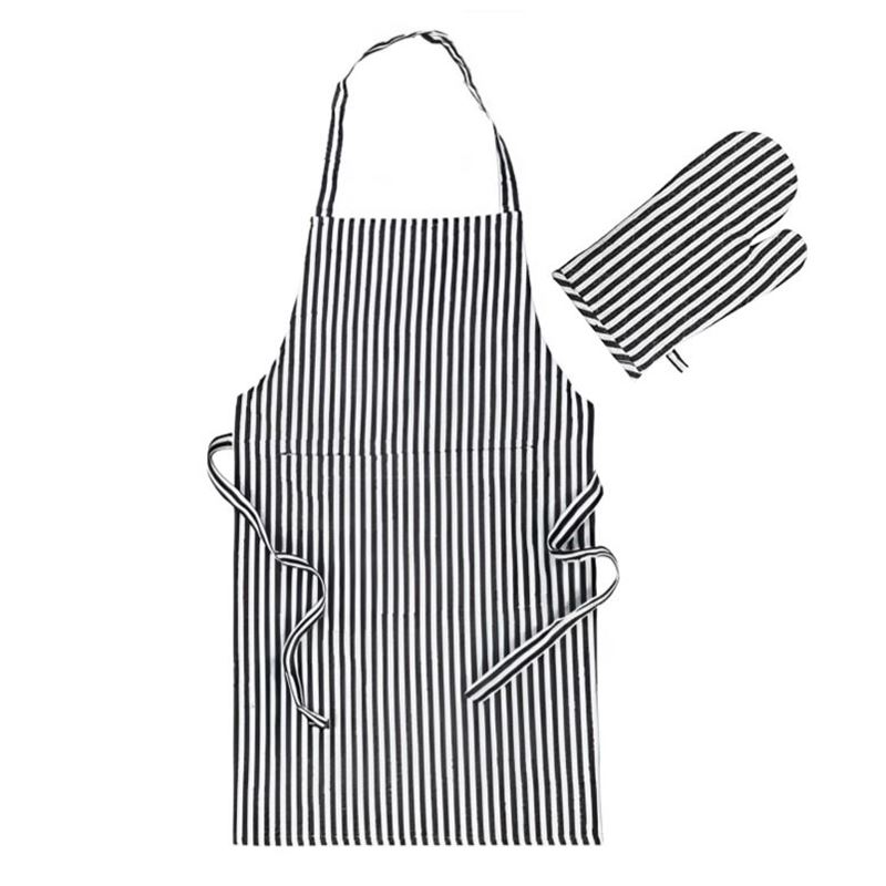 Maison Apron/Oven Glove Set Black Stripe Bundle