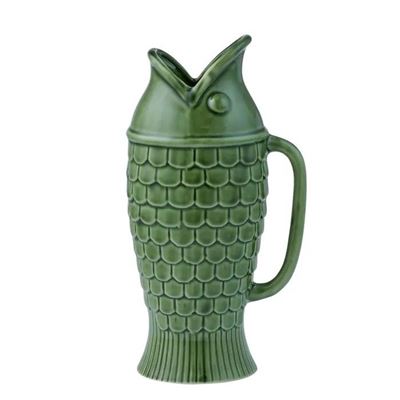 Fin Ceramic Jug 13.5x11x26cm Olive