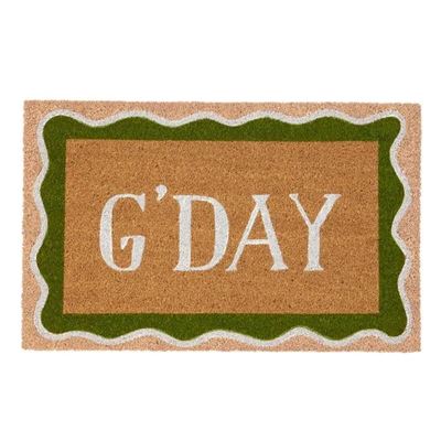 G’Day PVC Back Coir Door Mat 50x80cm Pink/Green
