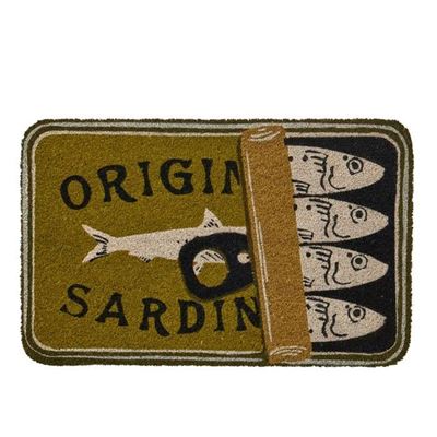 Sardine PVC Back Coir Door Mat 50x80cm Olive/Black