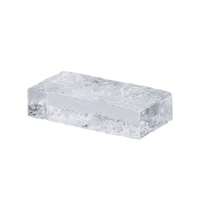 Bernard Glass Brick Sculpture 20x5cm Clear Rippled